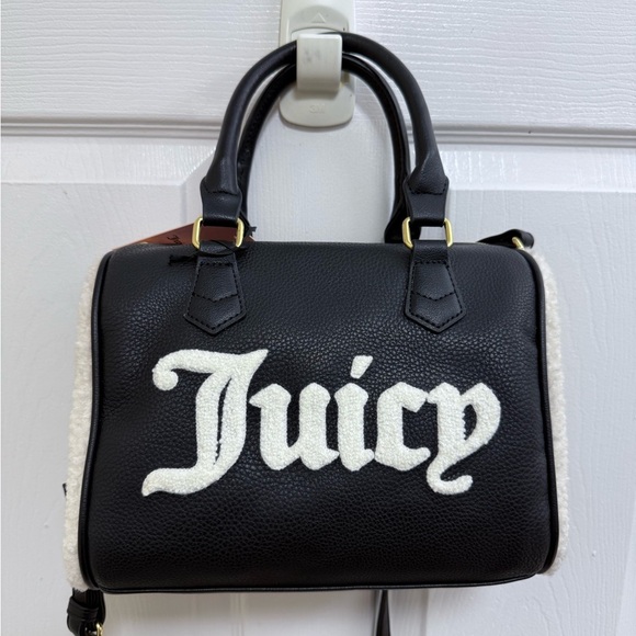 NWT Juicy Couture Black Flashback Satchel with White Logo - Picture 1 of 7